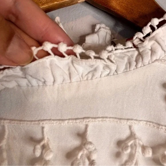FARM Rio Eucalyptus Seed Fringe Detail Blouse XS NWT White Embroidered Boho Top - Picture 10 of 15